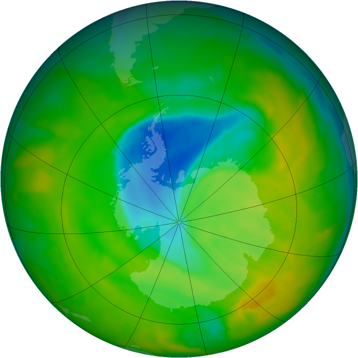 Antarctic ozone map for 14 November 2012